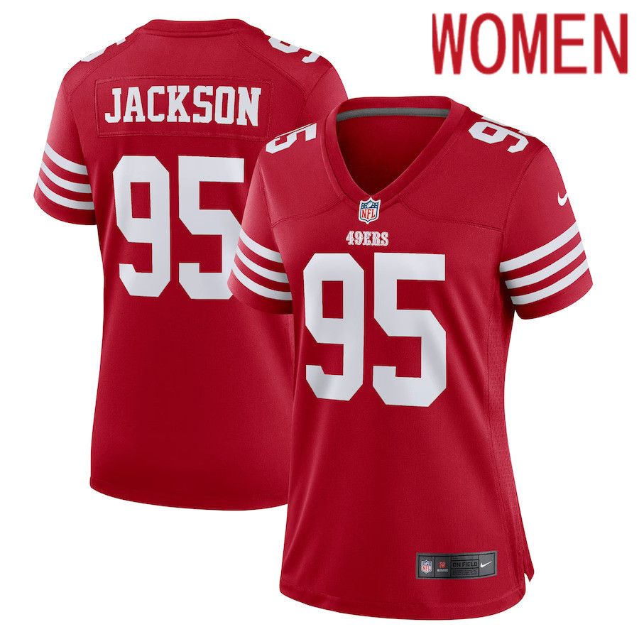 Women San Francisco 49ers 95 Drake Jackson Nike Scarlet Game Player NFL Jersey